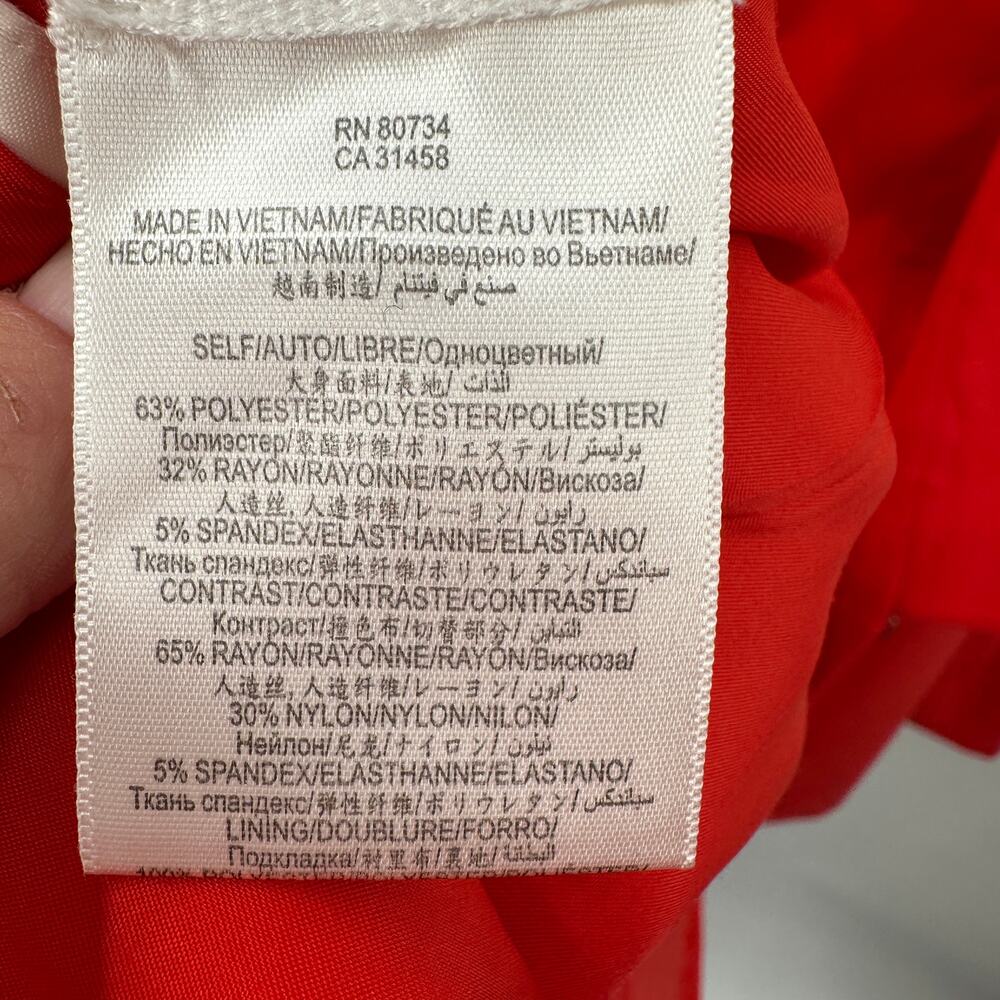 BCBGMAXAZRIA Andres Coral Red Collarless Plunge Blazer // XS - Picture 7 of 11